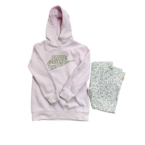 Nike Girls Size 6 Hooded Sweatsuit and 6x Jacket Gray & Pink - Picture 4 of 7